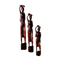 Women Statue Set Of 3, Handmade From Albesia Wood