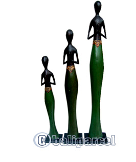 Man Statue Set Of 3, Handmade From Albesia Wood