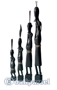 Tanimar Dayak Set Of 4, Handmade From Mahogany Wood