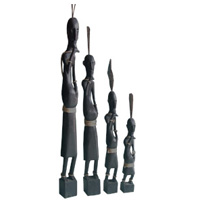 Tanimar Dayak Set Of 4, Handmade From Mahogany Wood