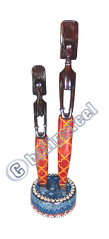Standing Tanimar With Base, Handmade From Mahogany Wood
