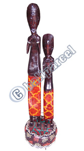 Standing Tanimar With Base, Handmade From Mahogany Wood