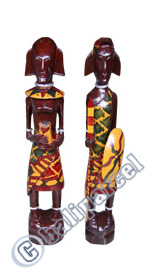 Tanimar Statue Set Of 2, Handmade From Mahogany Wood