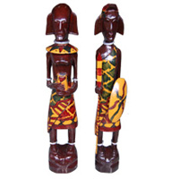 Tanimar Statue Set Of 2, Handmade From Mahogany Wood