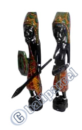 Tanimar Statue Set Of 2, Handmade From Mahogany Wood