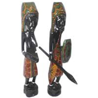 Tanimar Statue Set Of 2, Handmade From Mahogany Wood