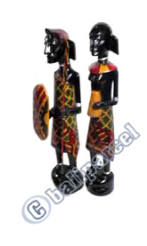 Tanimar Statue Set Of 2, Handmade From Mahogany Wood