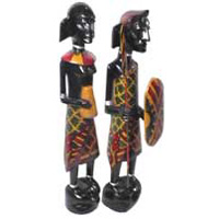 Tanimar Statue Set Of 2, Handmade From Mahogany Wood
