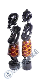 Tanimar Statue Set Of 2, Handmade From Mahogany Wood