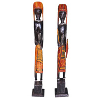 Standing Tanimar Set Of 2, Handmade From Mahogany Wood