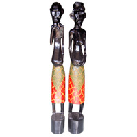 Standing Tanimar Set Of 2, Handmade From Mahogany Wood