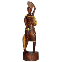 Women Statue Set Of 3, Handmade From Albesia Wood