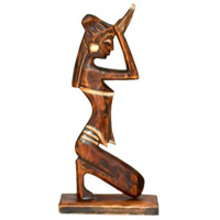 Prayer Statue, Handmade From Albesia Wood
