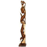 Prayer Statue, Handmade From Albesia Wood