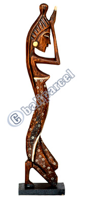 Prayer Statue, Handmade From Albesia Wood