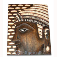 Buddha Wallhanging Antique, Handmade From Albesia Wood