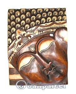 Buddha Wallhanging Antique, Handmade From Albesia Wood