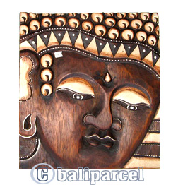 Buddha Wallhanging Antique, Handmade From Albesia Wood