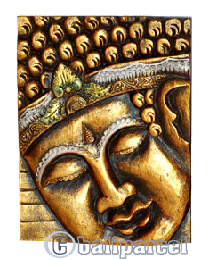 Buddha Wallhanging With Gold Painted, Handmade From Albesia Wood