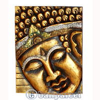 Buddha Wallhanging With Gold Painted, Handmade From Albesia Wood