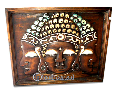 Buddha Wallhanging Antique, Handmade From Albesia Wood