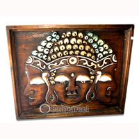 Buddha Wallhanging Antique, Handmade From Albesia Wood