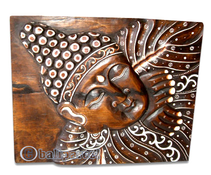 Buddha Wallhanging Antique, Handmade From Albesia Wood