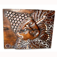 Buddha Wallhanging Antique, Handmade From Albesia Wood