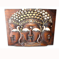 Buddha Wallhanging Antique, Handmade From Albesia Wood