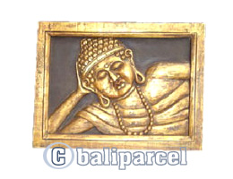 Buddha Wallhanging With Gold Painted, Handmade From Albesia Wood