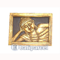 Buddha Wallhanging With Gold Painted, Handmade From Albesia Wood