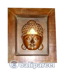 Buddha With Frame, Handmade From Albesia Wood
