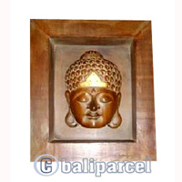 Buddha With Frame, Handmade From Albesia Wood