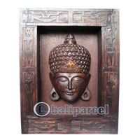 Buddha With Frame, Handmade From Albesia Wood