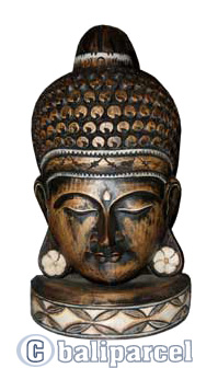 Buddha Mask Antique With Stand, Handmade From Albesia Wood