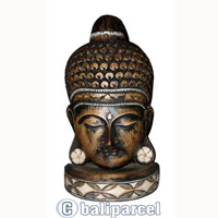 Buddha Mask Antique With Stand, Handmade From Albesia Wood