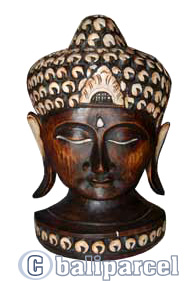 Buddha Mask Antique With Stand, Handmade From Albesia Wood