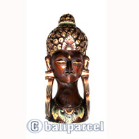 Buddha Mask Antique, Handmade From Albesia Wood