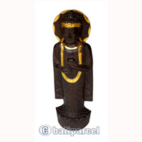 Buddha Standing Antique, Handmade From Albesia Wood