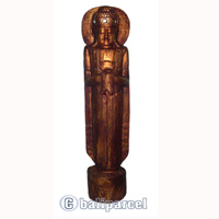 Buddha Standing With Gold Painted, Handmade From Albesia Wood