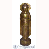 Buddha Standing With Gold Painted, Handmade From Albesia Wood