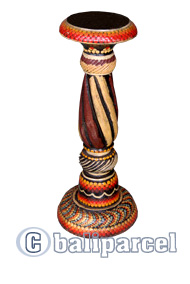 Wooden Candle Holder With Dot Art Painted