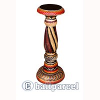 Wooden Candle Holder With Dot Art Painted