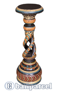 Wooden Candle Holder With Dot Art Painted