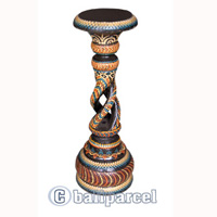 Wooden Candle Holder With Dot Art Painted