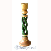 Wooden Candle Holder With Painted