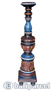 Wooden Candle Holder With Dot Art Painted