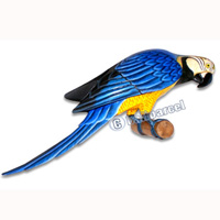 Parrot Bird With Handpainted, Hand Carved From Albesia Wood. 