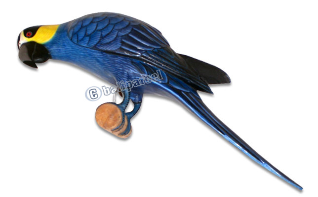 Parrot Bird With Handpainted, Hand Carved From Albesia Wood. 