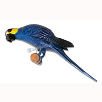 Parrot Bird With Handpainted, Hand Carved From Albesia Wood. 